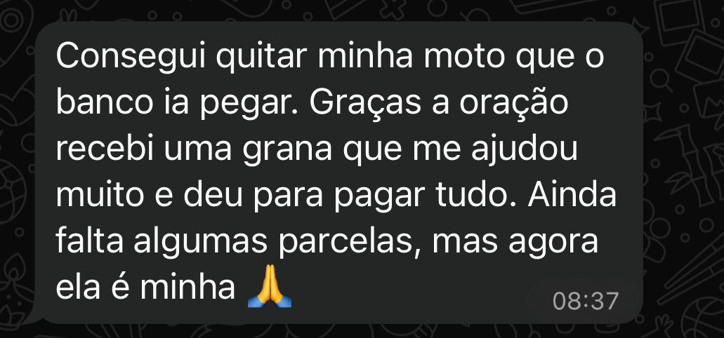 Depoimento de cliente no WhatsApp