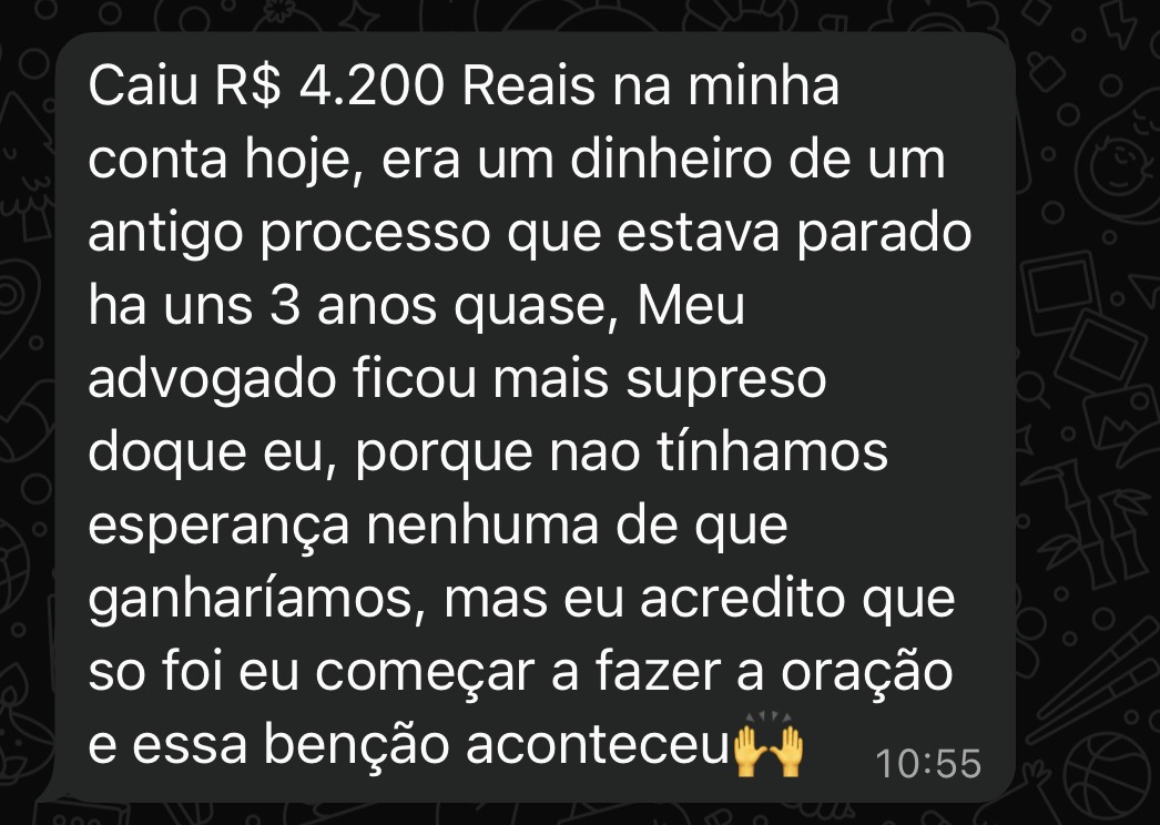 Depoimento de cliente no WhatsApp