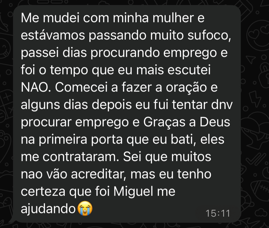 Depoimento de cliente no WhatsApp